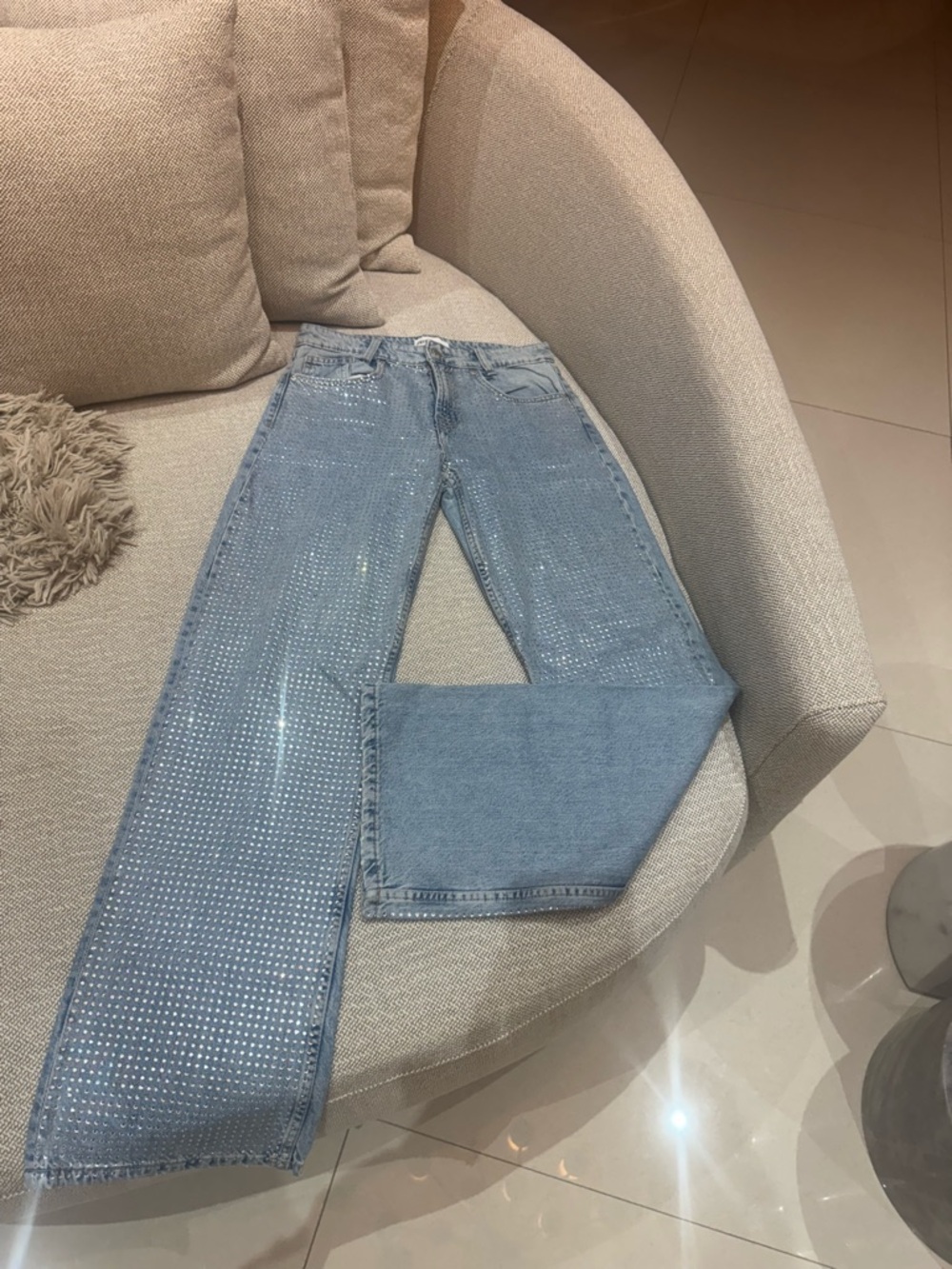 Zara Rhinestone Embellished Denim